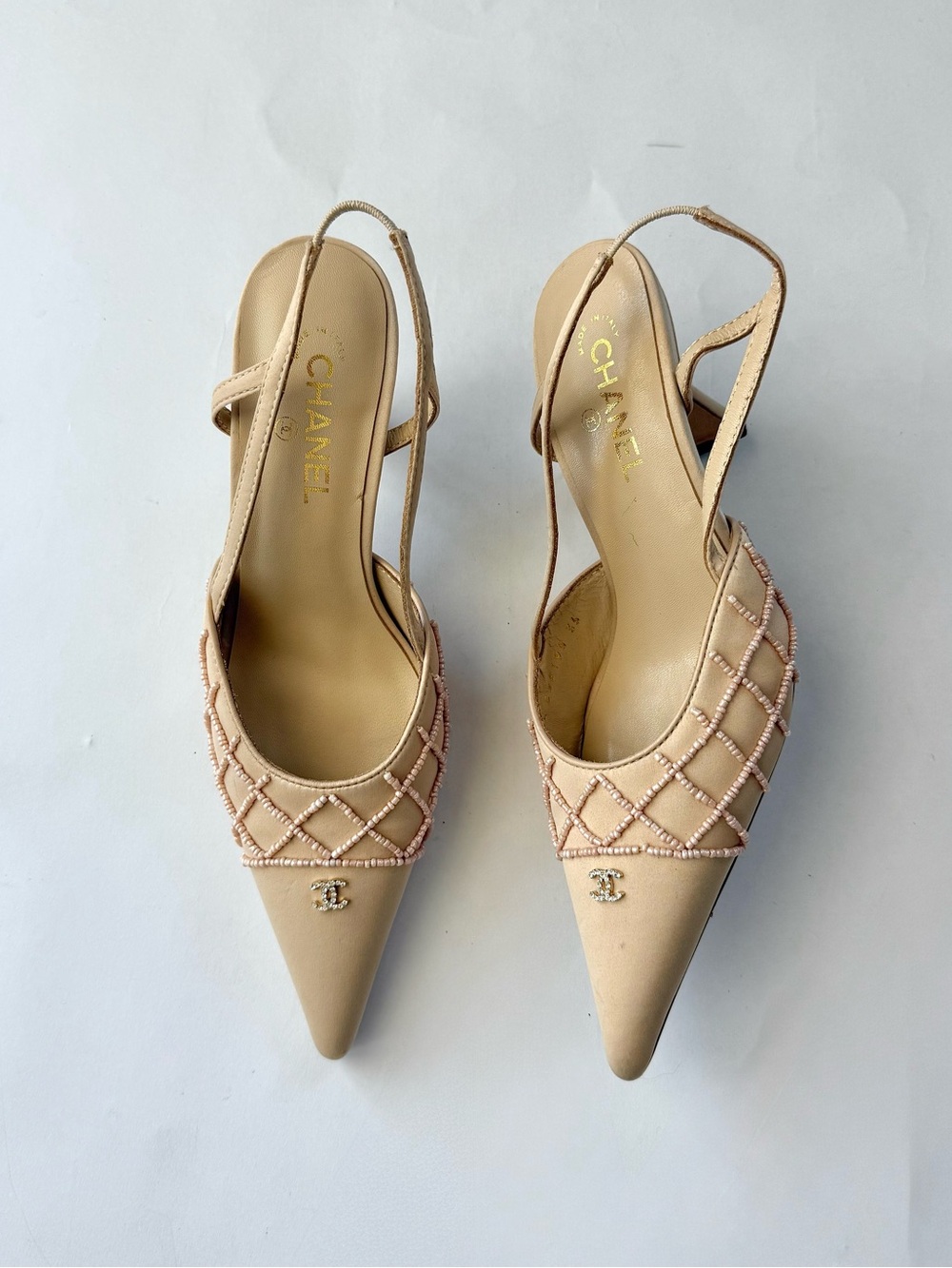 RARE Vintage Chanel Beaded Slingback Heels
